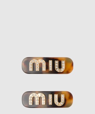 [MIUMIU-미우미우]크리스탈 로고 헤어핀 5JF091